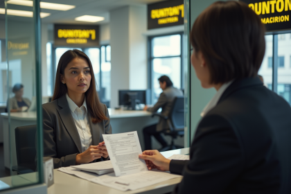 Employe de banque sérieux refusant un transfert Western Union