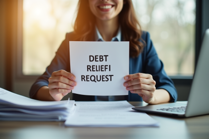Personne tenant une lettre de demande de reduction de dette