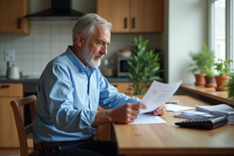 Homme d'âge moyen examinant ses plans d'épargne retraite
