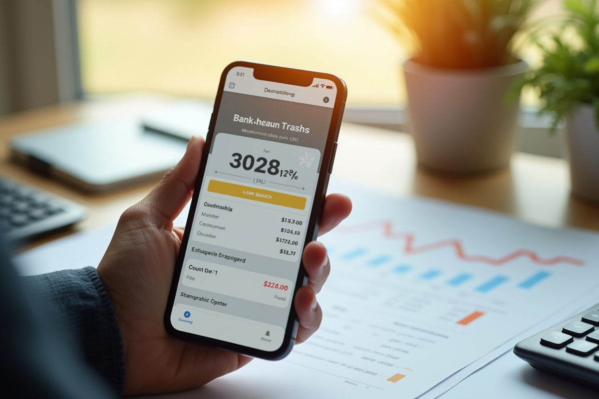 Main tenant un smartphone avec application de prêt immobilier