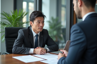 Personne inquiète en costume d'affaires avec documents d'assurance