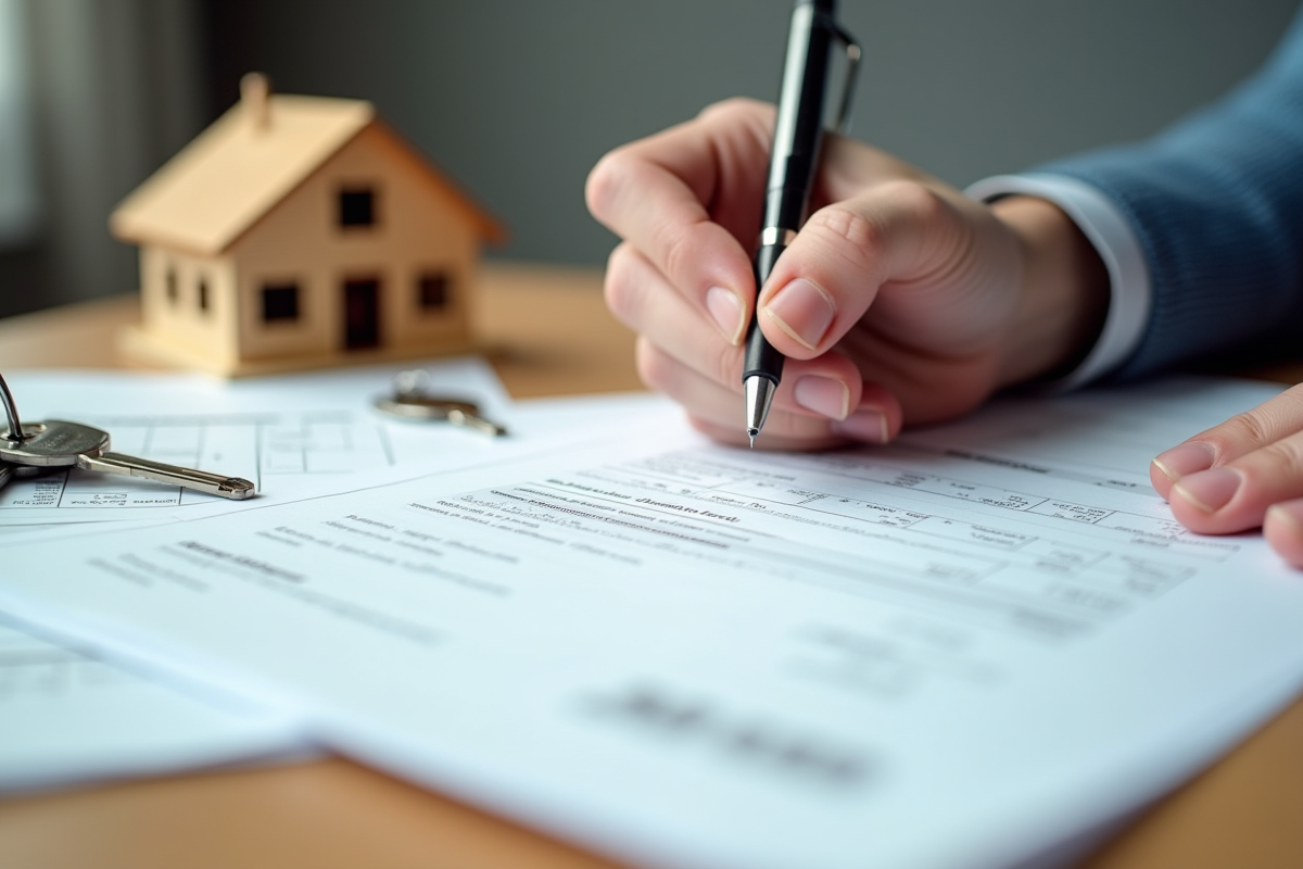 Main signant un contrat de prêt pour rénovation de maison